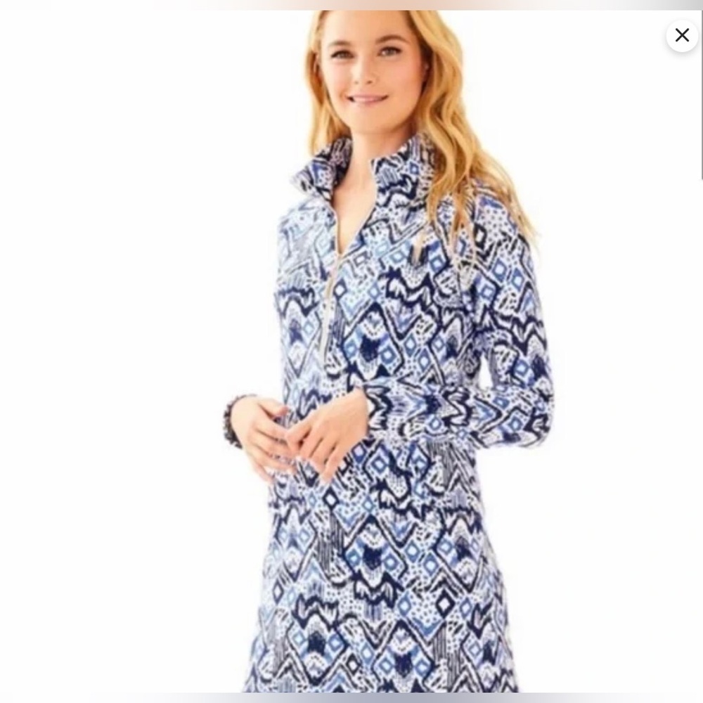 NWT Lilly Pulitzer Skipper Quarter-Zip Knit Dress in Oh My Cod Print Size M
